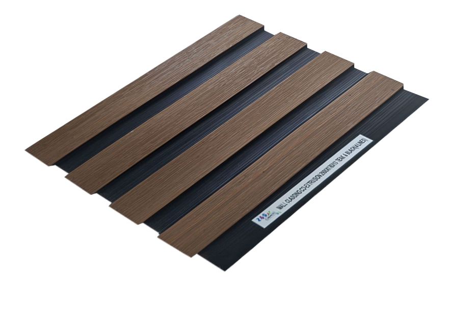 WPC CO-EXTRUSION 4-LINES Teak & Black Wall Cladding (2900X176X13)